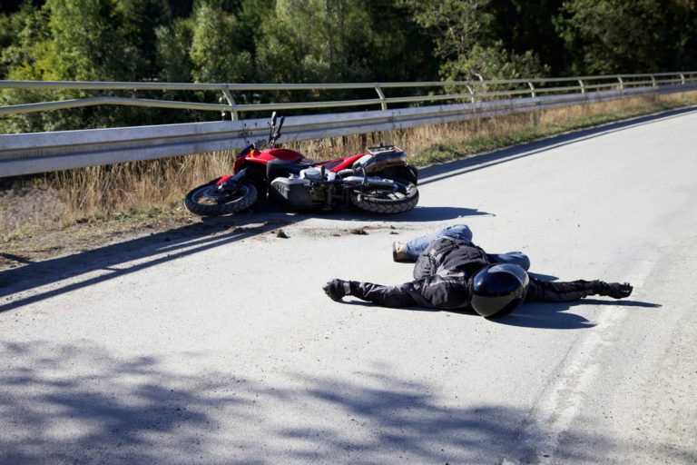 driver crashed a motorcycle