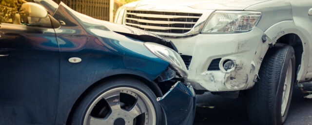 Car crash from car accident on the road