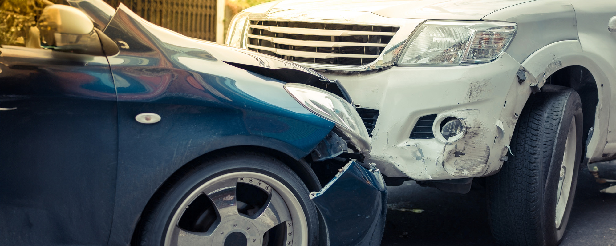 Car crash from car accident on the road